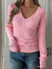 Cable-Knit V-Neck Sweater