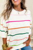 Striped Half Sleeve Drop Shoulder Sweater test