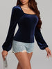 Square Neck Long Sleeve Velvet Top test