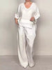 Full Size V-Neck Long Sleeve Top and Pants Set Plus Size test