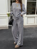 Striped Casual Long Sleeve Top and Wide Leg Pants Set test
