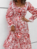 Printed Square Neck Long Sleeve Dress test