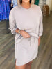 Solid Color Drop Shoulder Pullover and Drawstring Mini Skirt 2pcs Outfit test