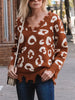 Leopard Frayed Hem Long Sleeve Sweater test