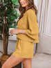 Waffle Knit Top and Shorts Lounge Set