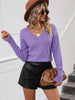 V-Neck Dropped Shoulder Long Sleeve Knit Top test