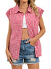 Plaid Button Up Cap Sleeve Shirt test