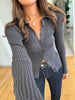 Ribbed Button-Front Long Sleeve Cardigan test