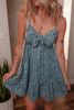 Spaghetti Straps Floral Print Knot Detail High Waist Flared Dress test
