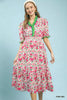 Umgee Floral Ruffle Trim Tiered Midi Dress test