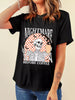Halloween Skull Checkerboard Graphic Round Neck T-Shirt test