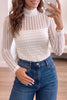 Mock Neck Sheer Lace Long Sleeve Blouse test
