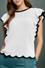Ruffled Round Neck Cap Sleeve Knit Top test