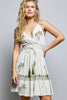 POL Palm Tree Print Wrap Bodice Smocked Waist Ruffle Hem Dress test