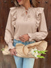 Ruffled Tie Neck Long Sleeve Blouse test
