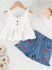 Children's Ruffle Trim Top & Denim Shorts Set test