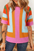 Color Block Eyelet Casual Knit Top test