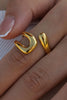18K Gold-PlatedGeometric Gold Twisted Open Ring test
