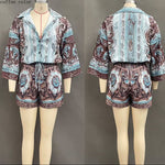 Women's Baroque Medallion Print Batwing Shirt & Shorts Set