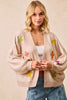 BiBi Two Tone Knit Cardigan with Leaf Patches