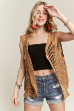 ADORA Button Down Crochet Vest Top - Shopimist