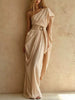 One-Shoulder Draped Maxi Dress with Waist Buckle test