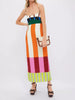 Color-Block Striped Spaghetti Strap Midi Dress test