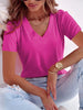 Full Size Solid V-Neck Short Sleeve T-Shirt Plus Size test