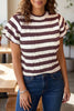 Stripe Ribbed Knit Cable Detail Short Sleeve Sweater test