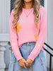 Angel Wings Flower Round Neck Dropped Shoulder Sweater test