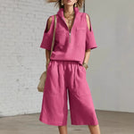 Short-Sleeve Shirt & Loose Shorts Two-Piece Set