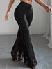 Lace Hem High-Waisted Flare Pants test
