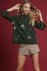 Umgee Floral Mock Neck Knit Top with Wide Sleeves
