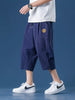 Men's Plus Size Drawstring Embroidered Detail Capri test