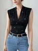 Surplice Sleeveless Slim Blouse test