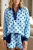 Polka Dot Drop Shoulder Polo Loose Pullover Patch Pocket Casual Shorts Set test