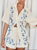 Embroidered Button Up Half Sleeve Top and Shorts Set test