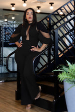 La Mesh Inserted Fashion Jumpsuit