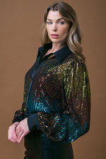 CAUSE A COMMOTION SEQUIN BLOUSE