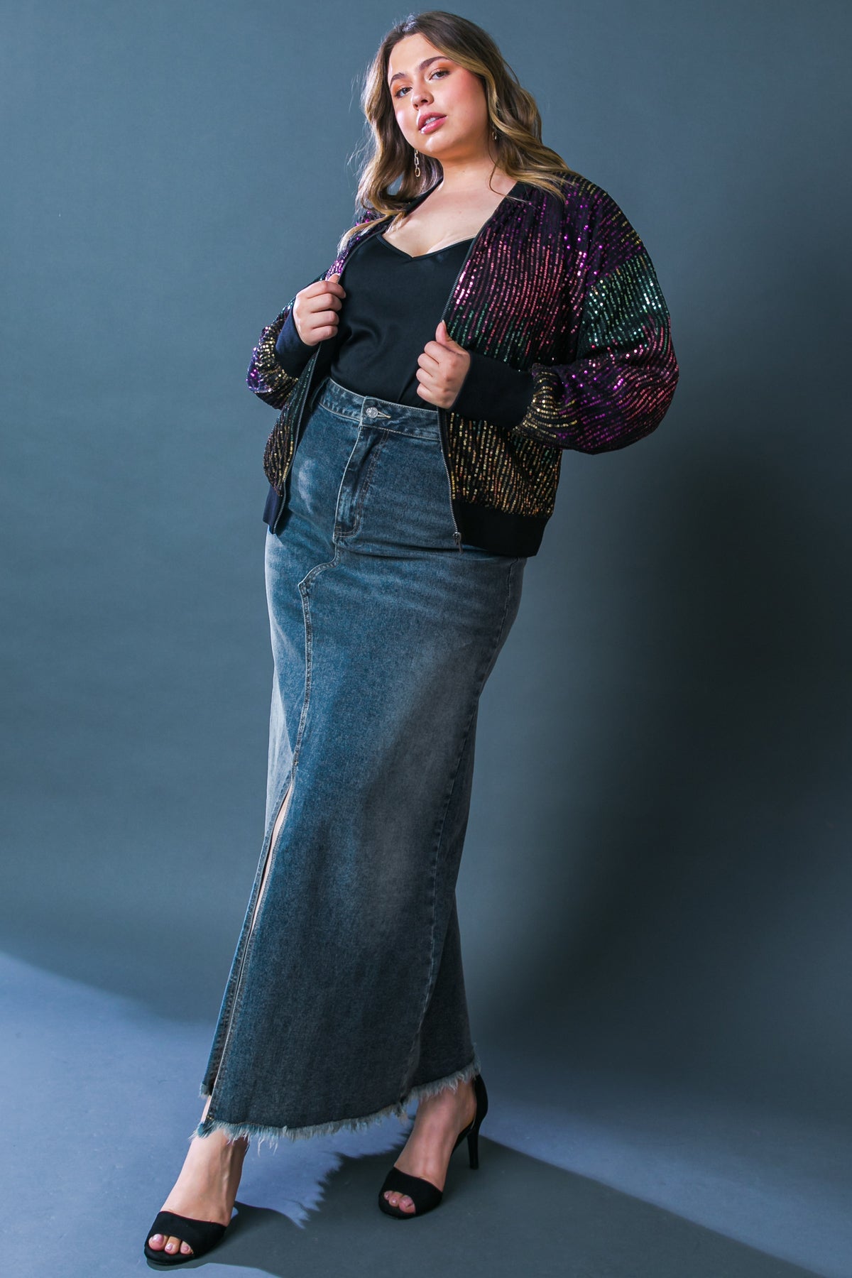 ENTERTAIN ME SEQUIN BOMBER JACKET