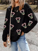 Sequin Christmas Candy Cane Heart Graphic Drop Shoulder Ribbed Sweatshirt test