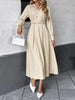 Pleated Button Detail Long Sleeve Shirt Dress test