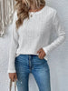 Eyelet Round Neck Long Sleeve Blouse test