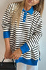 Striped Polo Collar Long Sleeve Sweatshirt test
