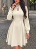 Keyhole Neckline Long Sleeve A-Line Mini Dress test