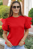 Ruffled Round Neck Short Sleeve Blouse test