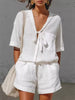 Tie-Front Half Sleeve Shirt and Shorts Set test