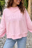 Embroidered Long Sleeve Stand Neck Shift Pullover Sweatshirt test
