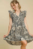 Umgee Full Size Printed Ruffle Cap Sleeve Babydoll Dress Plus Size test