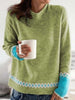 Contrast Round Neck Long Sleeve Sweater test